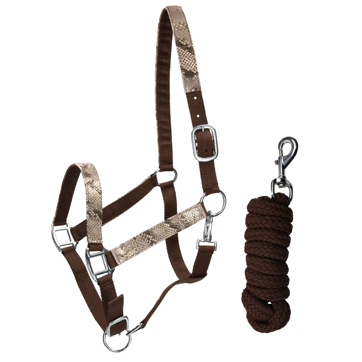 Halsterset Epplejeck EJSnake Bruin-roze 3 Halsterset Epplejeck EJSnake Bruin-roze