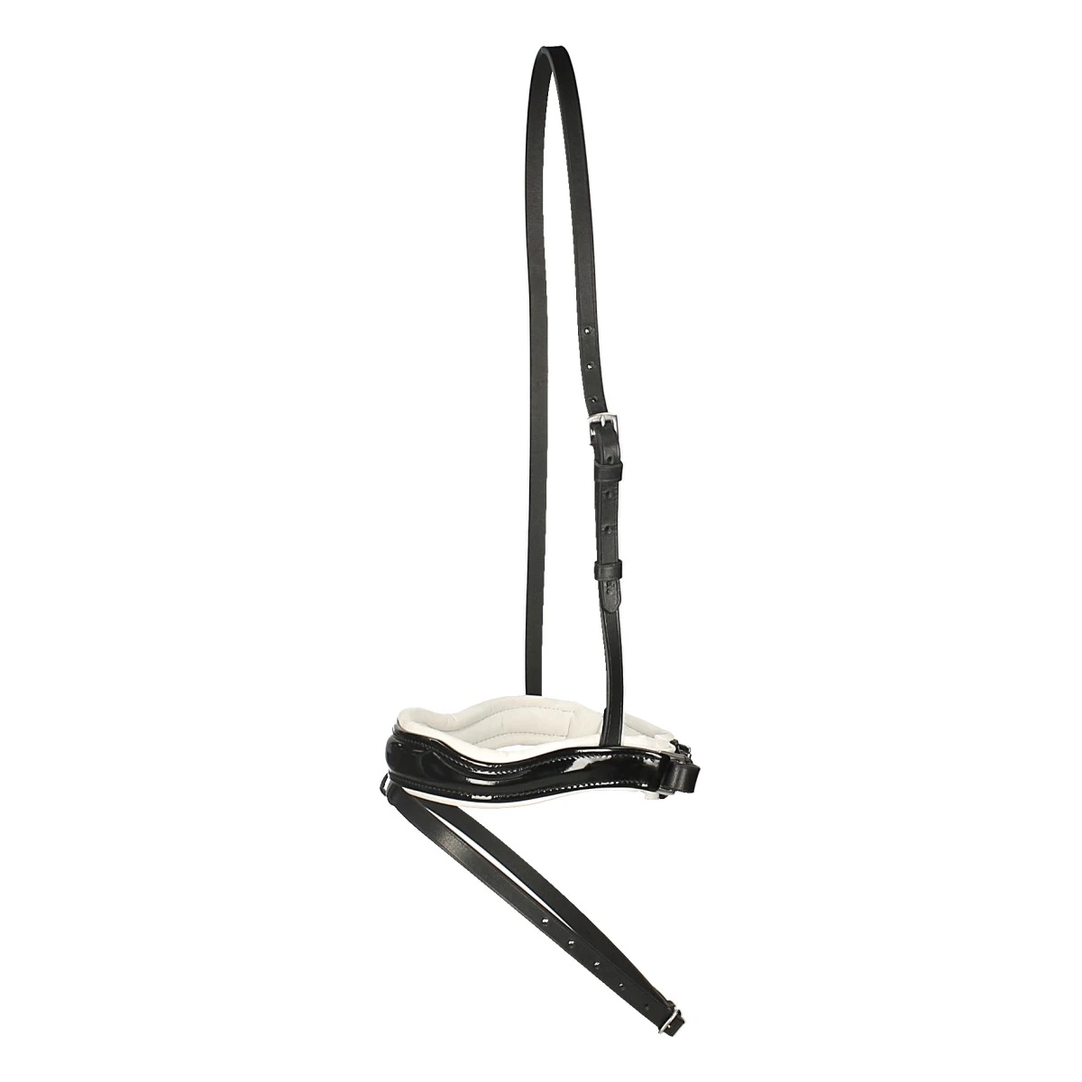 Neusriem Horsegear Shaped Shiny Zwart-wit 3 Neusriem Horsegear Shaped Shiny Zwart-wit