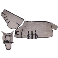 Vliegendeken QHP Met Hals En Masker Donkergrijs