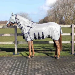 Vliegendeken QHP Met Hals En Masker Donkergrijs -Ruiter Hoek Verkoopwinkel vliegendeken qhp met hals en masker donkergrijs 1500x1500 113605